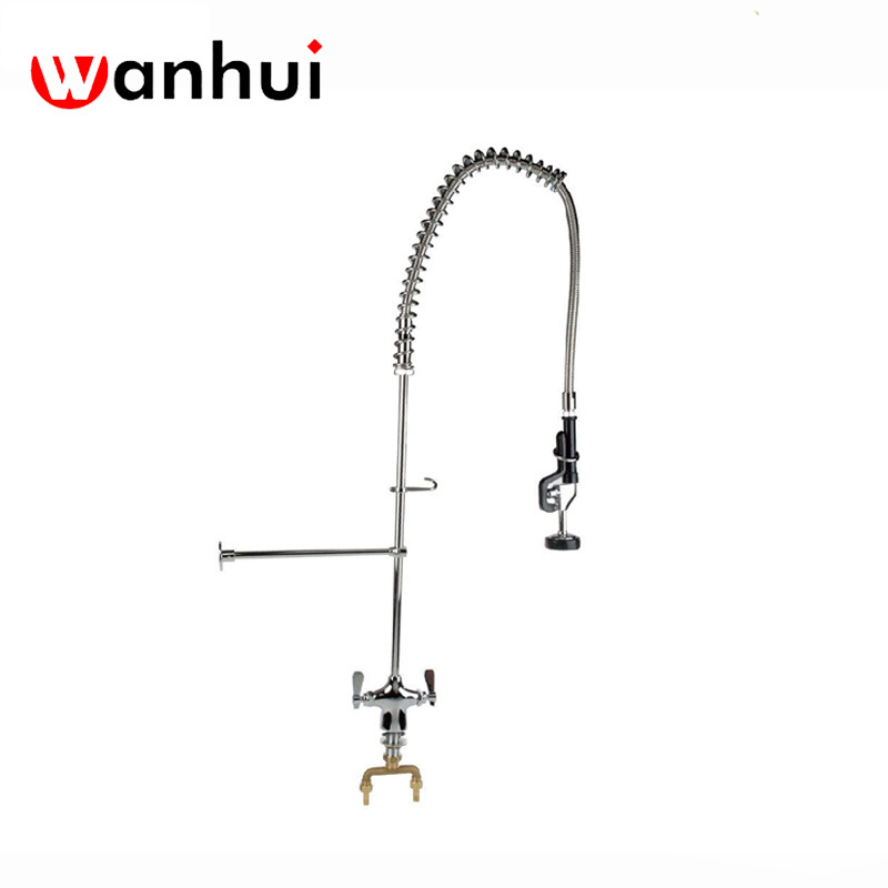 Wall Mount Commercial Kitchen Pre Rinse Faucet Restaurant Sink Sprayer Faucets with Add-on Riser Spout