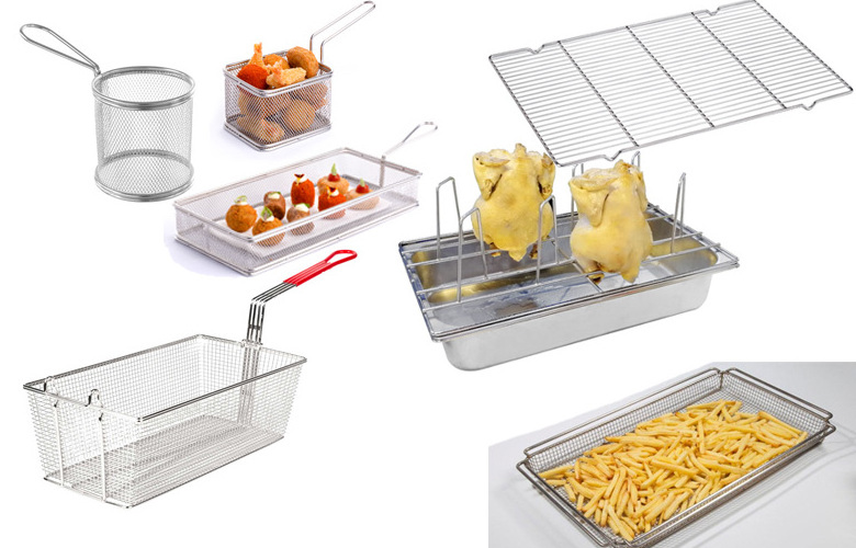 Stainless Steel roast chicken grill rack, french fry basket and commercial rotating bakery ovens