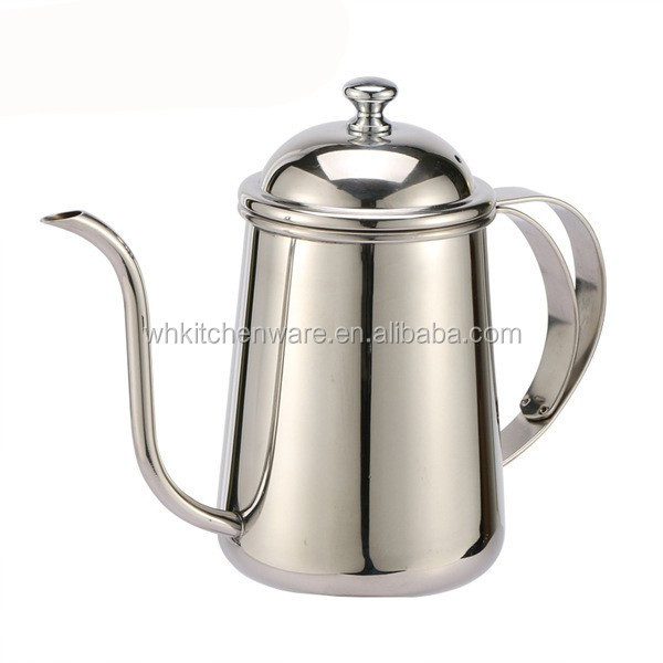 Hand Drip Kettle Coffee Pot Tea Pot Thick Stainless Steel Long Narrow Spout Pour Over Kettle with Lid Silver