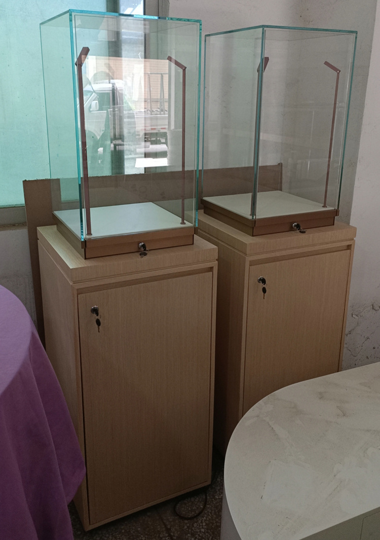 Rectangle Brushed Stainless Jewelry Shop Display Counter Showcase Rose Gold Watch Jewellery Kiosks Display Tower