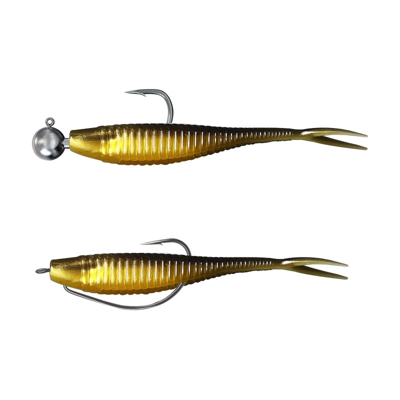 New Arrival Floating Double Color Forked Tail Bait Swing Shrimp Drop Shot Crawfish Soft Fishing Swim Crank hook Lure  For Bass