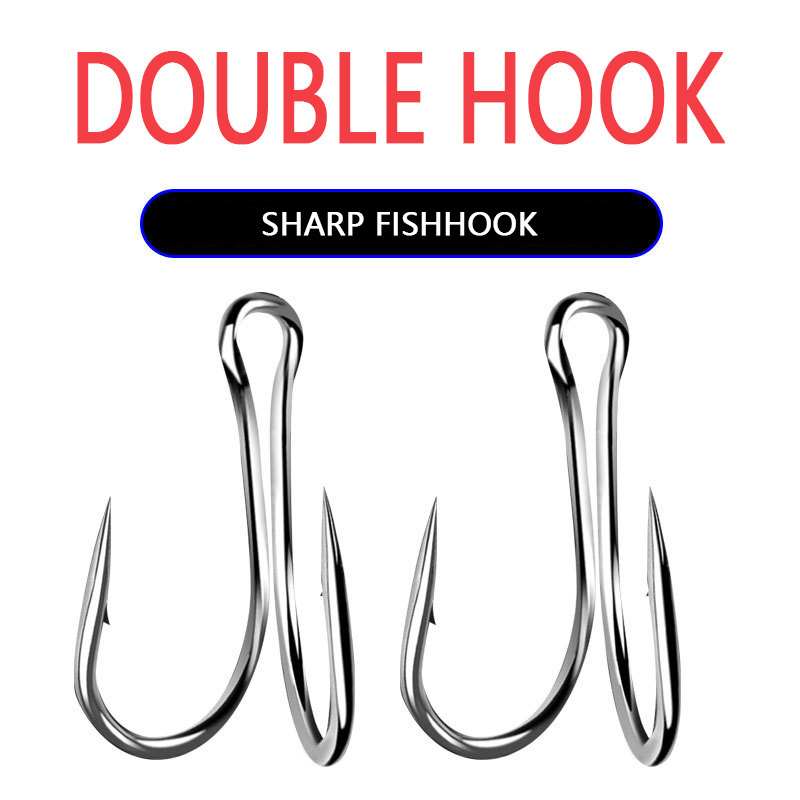 Factory Direct Price On Sale Finely Processed New Barb High Carbon Steel Double Fly Tying Fishing Hook  For Soft Bait