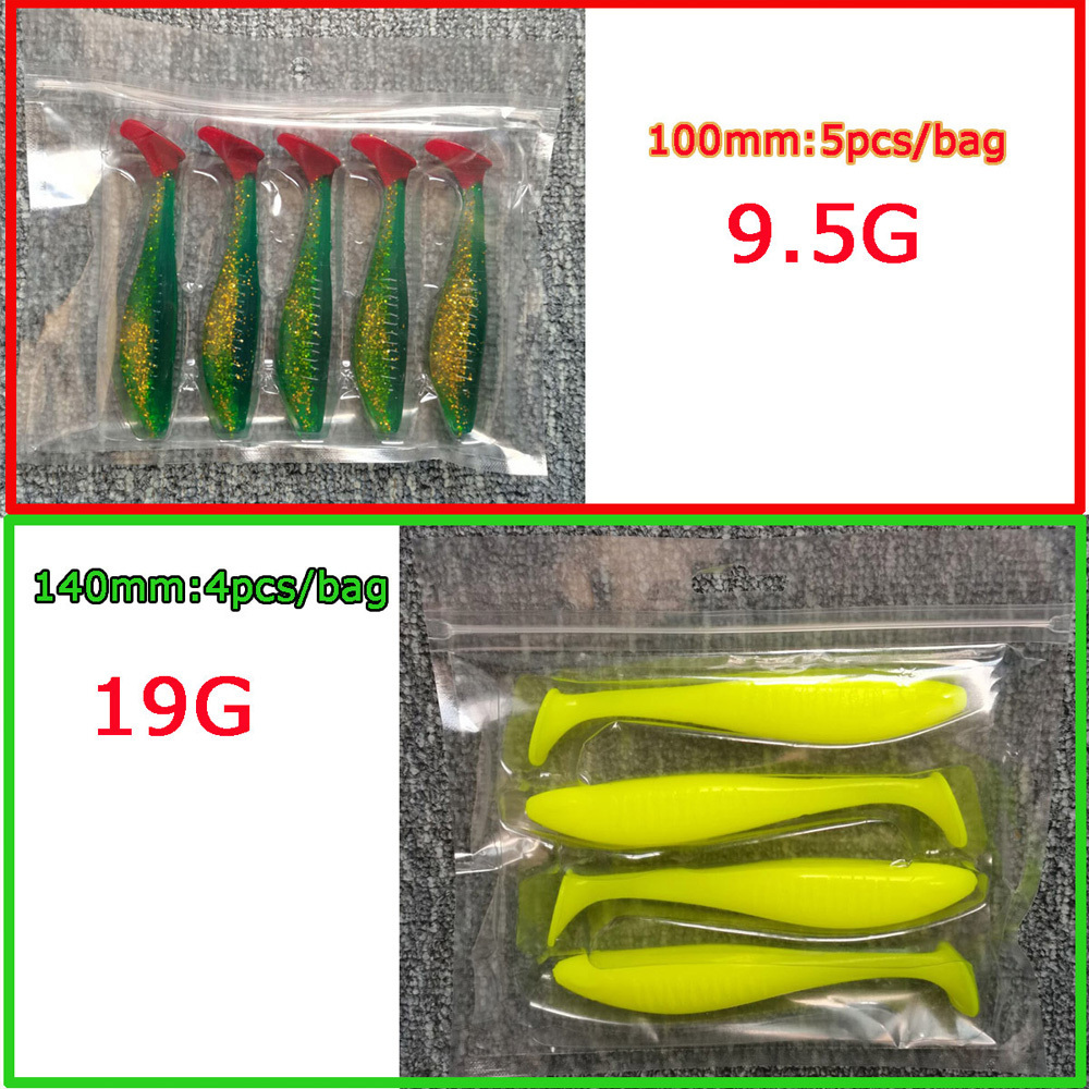 Hot Selling  Wholesale 4pcs 5pcs 10mm/14mm TPE Floating Soft Fish T-tailed Shad Elastic Paddle Artificial Bait Lures Swim Baits