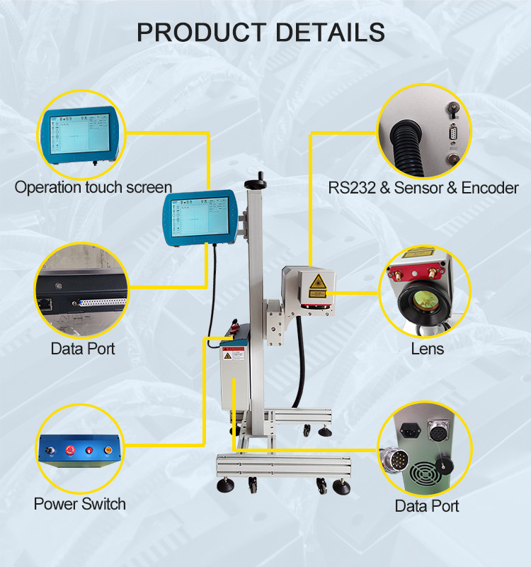 CO2 laser mobile marking PET plastic date batch number machine