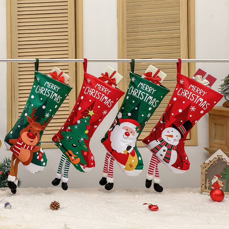 Christmas Stocking Decoration Snowman Santa Claus Gift Bag Christmas Tree Ornament Gift Stocking Fireplace Hanging Decoration