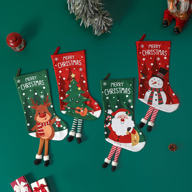 Christmas Stocking Decoration Snowman Santa Claus Gift Bag Christmas Tree Ornament Gift Stocking Fireplace Hanging Decoration