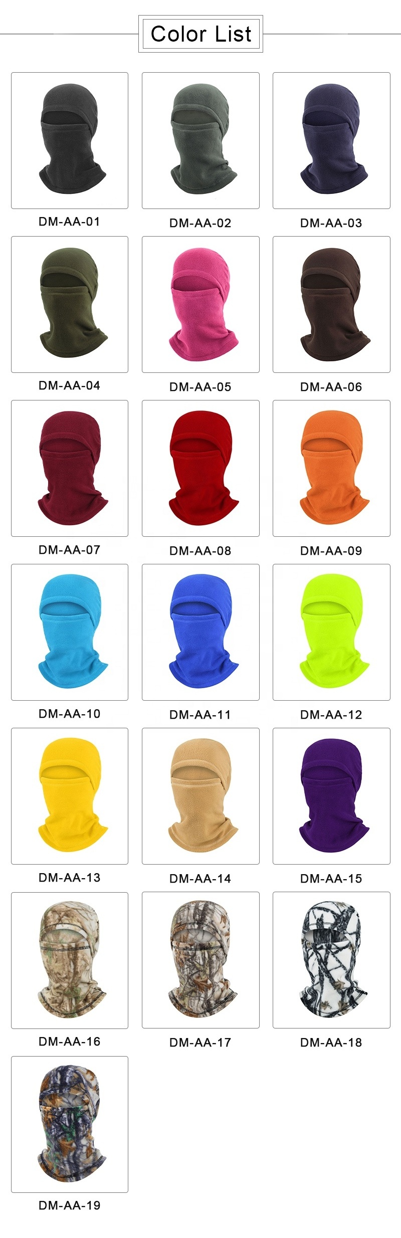 Wholesale Cheaper Ski mask Balaclava Polar Fleece One Hole Plain Windproof Ski Mask