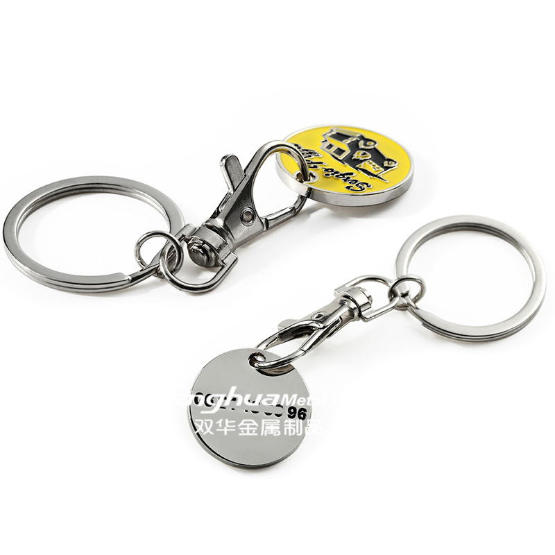 Custom Logo Plastic Coin Keychain Trolley Token Coin Trolley Cart Chips Key Ring