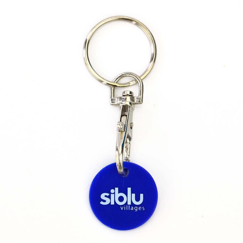 Custom Logo Plastic Coin Keychain Trolley Token Coin Trolley Cart Chips Key Ring