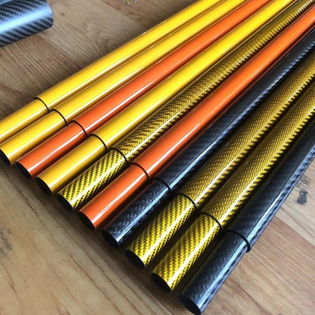 customize carbon fiber tube connector 3k trekking shaft 15m tapered high modulus carbone fibre telescopic window cleaning pole