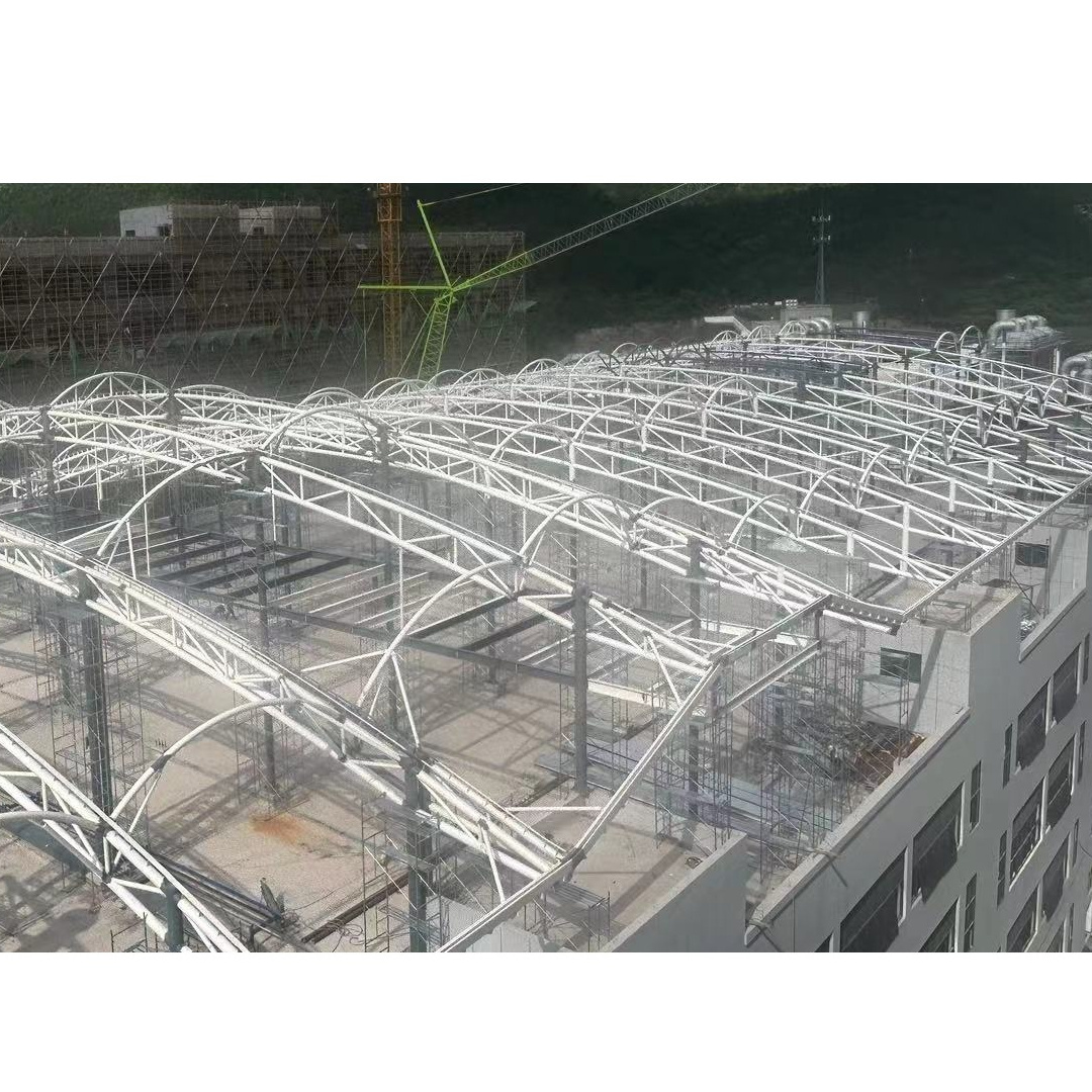 Mast-supported Difficult  Arching Cantilevered Configuration Big Spans Space Lightweight Steel Truss Structure of Plant Roofing