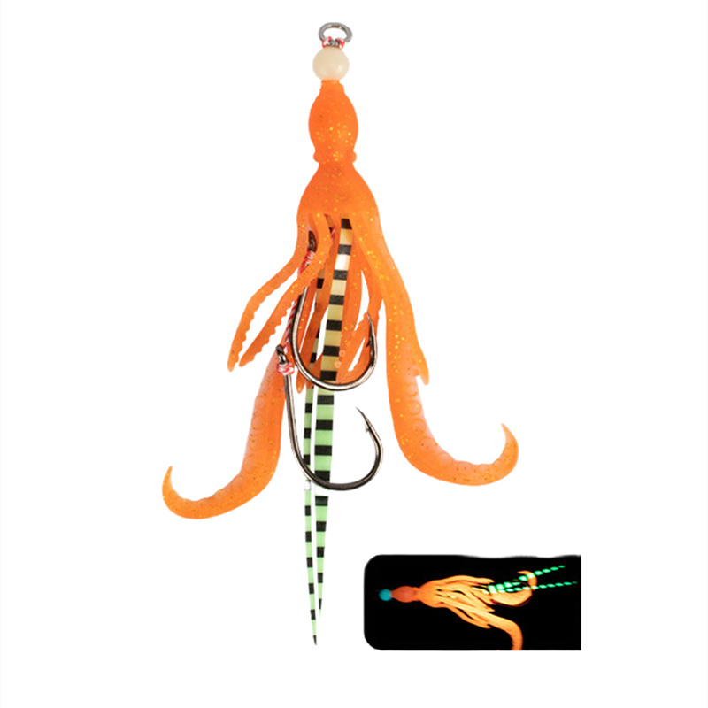 Fishing Soft Lure Octopus Squid Bait jigging assist hook Luminous Silicone skirt TPR Material Pesca Wobbler Fishing Tackle