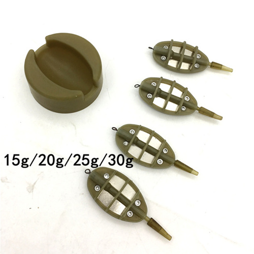 Carp Fishing Combo Inline Method Feeder 4 Feeders 15/20/25/35g 30/40/50/60g Mould Set Fishing Bait Thrower Lead Sinker