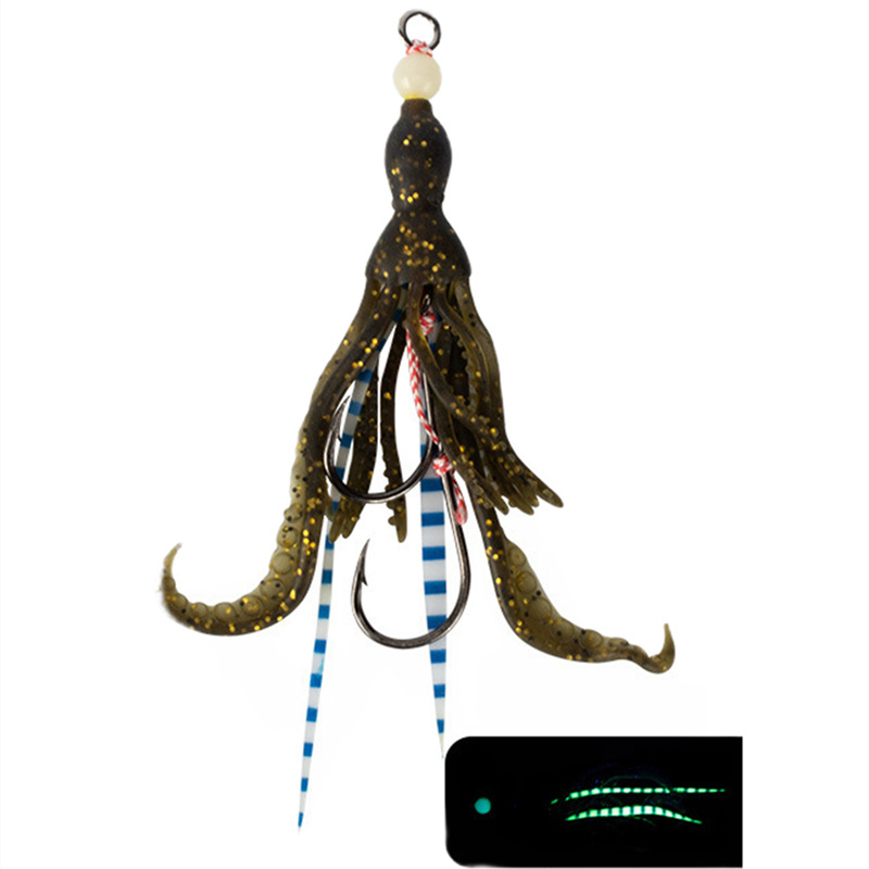 Fishing Soft Lure Octopus Squid Bait jigging assist hook Luminous Silicone skirt TPR Material Pesca Wobbler Fishing Tackle