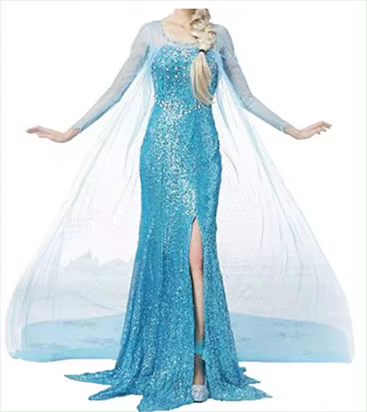 Adult Elsa Princess Dress Halloween Cosplay Fancy Party Dress Up Anna Elsa Costume for Women