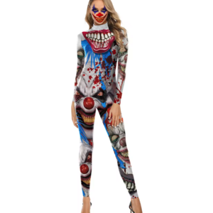 Halloween Costumes Scary Mutant Clown Suit 3D Print Jumpsuit Carnival Parade Party for Women and Men Adult Costumes