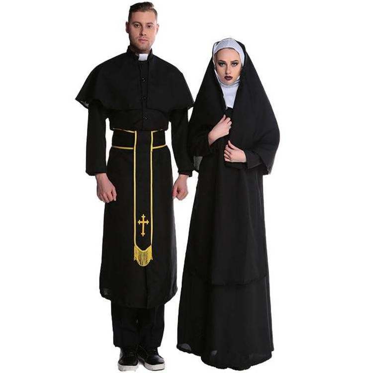 Hot Sale Moive Cosplay Adult Jesus Christ male missionary clerical dress Maria priest Nun robes cosplay costume