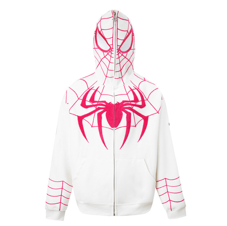 Wholesale 2024 New Men's Spider Full Zip up Hoodie French Terry Hip Hop Oversize Custom Zipper Hoodie Cute Anime Cospaly Costume