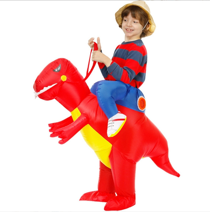 Dinosaur Inflatable Costume Halloween Ride Dinosaur Dress Up Performance Costume Half Body Spooky Dinosaur Modeling Doll Costume