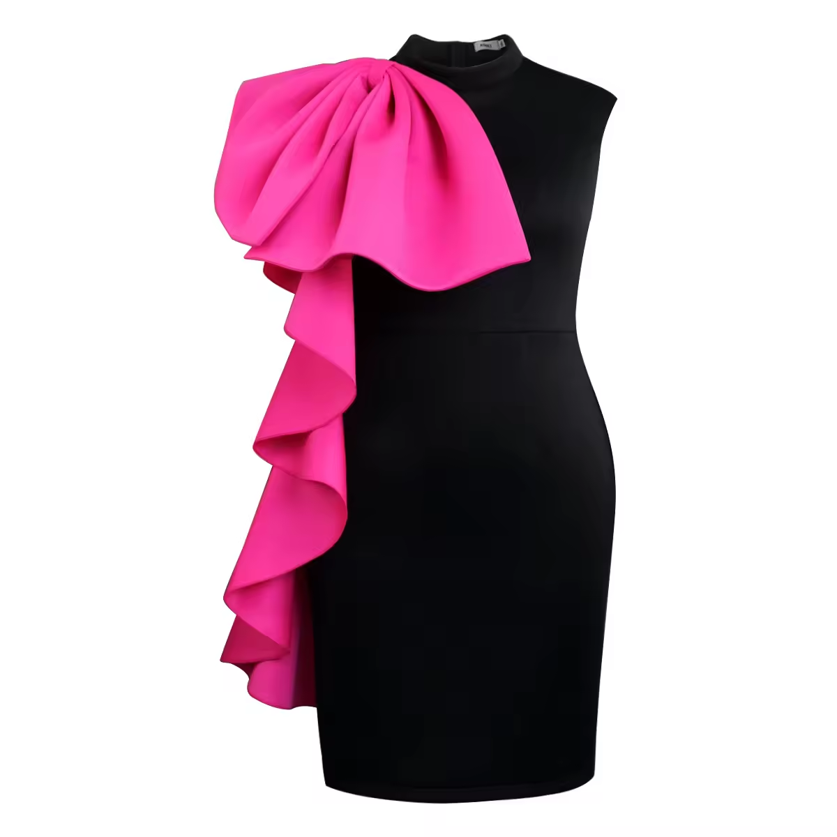 2024 New Arrivals Pink Bow Ruffle Shoulder Bandage Dress Vestidos Women Elegant Summer Casual Dresses