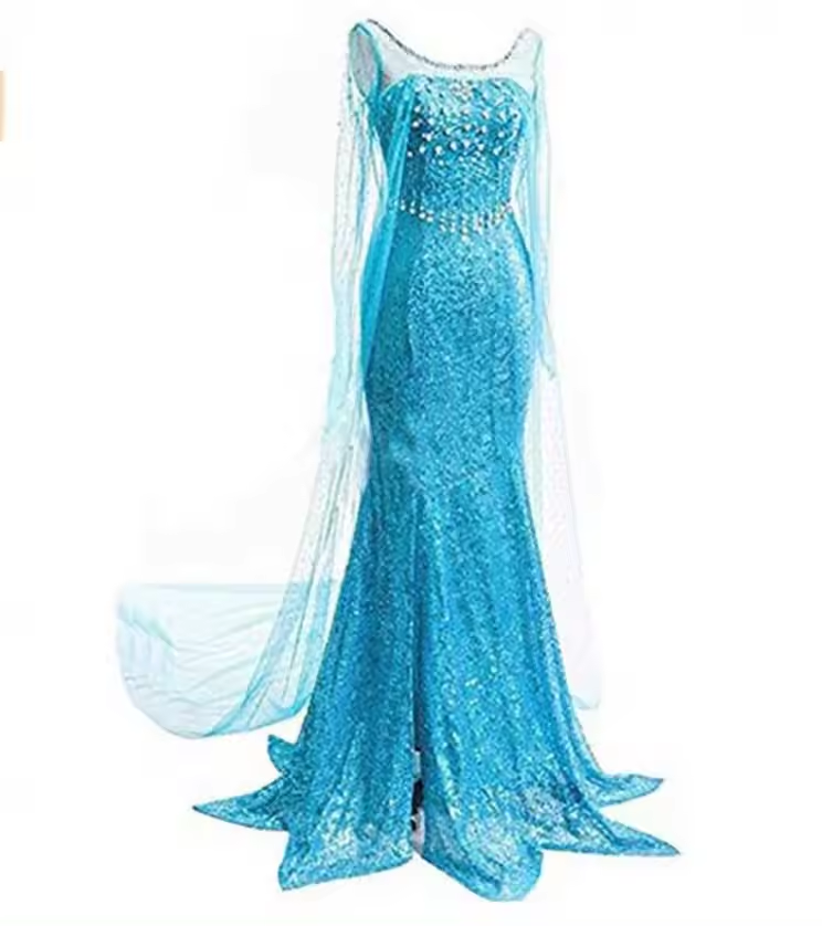 Adult Elsa Princess Dress Halloween Cosplay Fancy Party Dress Up Anna Elsa Costume for Women