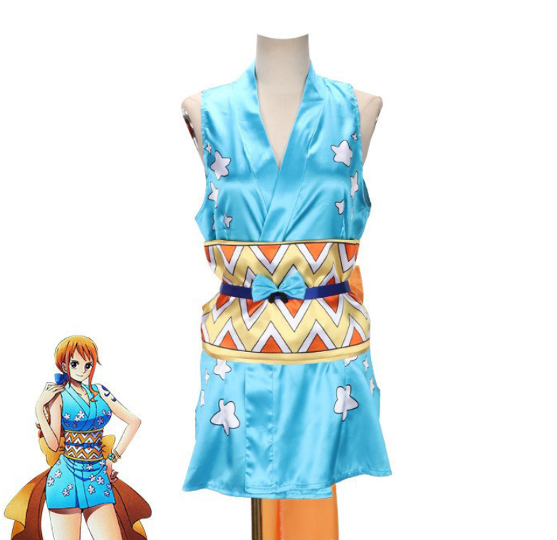 2024 Anime Nami Cosplay Costume Fancy Dress Outfit Game BLUE Nightgown Anime Carnival Women's Sexy Halloween Polyester Sets