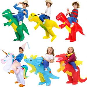 Dinosaur Inflatable Costume Halloween Ride Dinosaur Dress Up Performance Costume Half Body Spooky Dinosaur Modeling Doll Costume