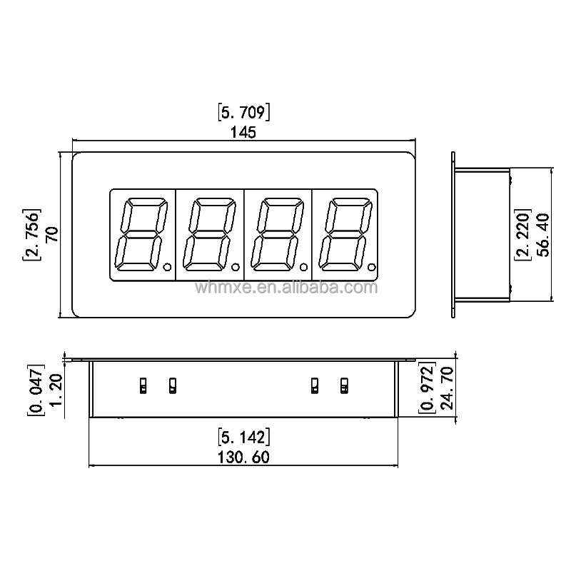 Embedded Installation High Brightness 1.2-Inch 4-Digit 7-Segment LED Numeric Display for Industrial Use