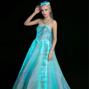 LED Light Up Luminous Clothing Optic Fiber Dress Change Color Evening Wedding Wearing Ladies Stage Performance Costume Party