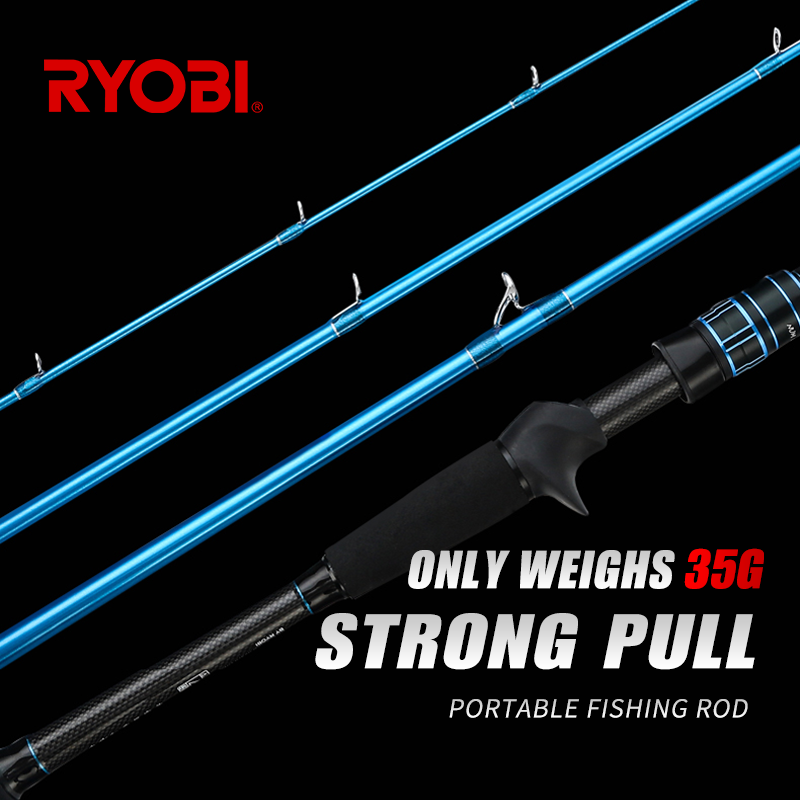 RYOBI 4-section Portable Fishing Rod Telescopic Ultralight Carbon Travel Rod Spinning Casting Fishing Rods 1.8m 2.1m 2.4m M/L