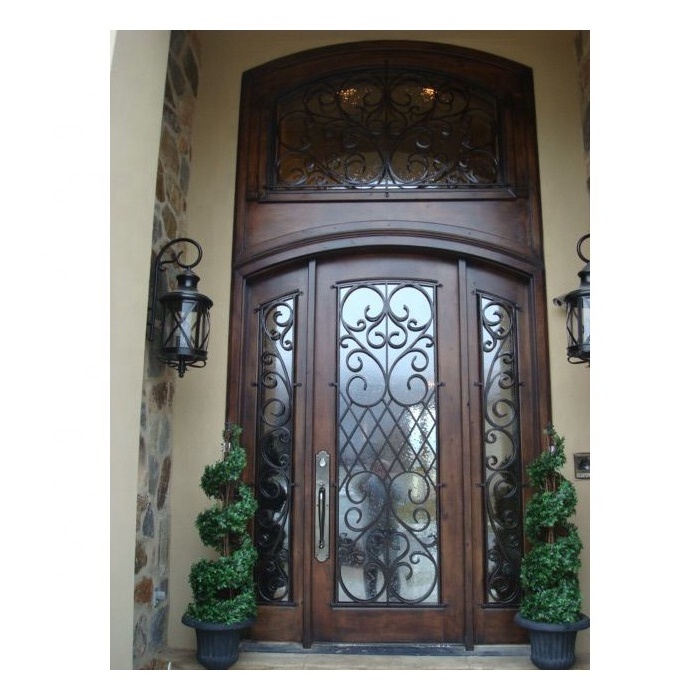 new ornamental arched top wrought iron front entry door with sidelights iron exterior main entrance door grill designs