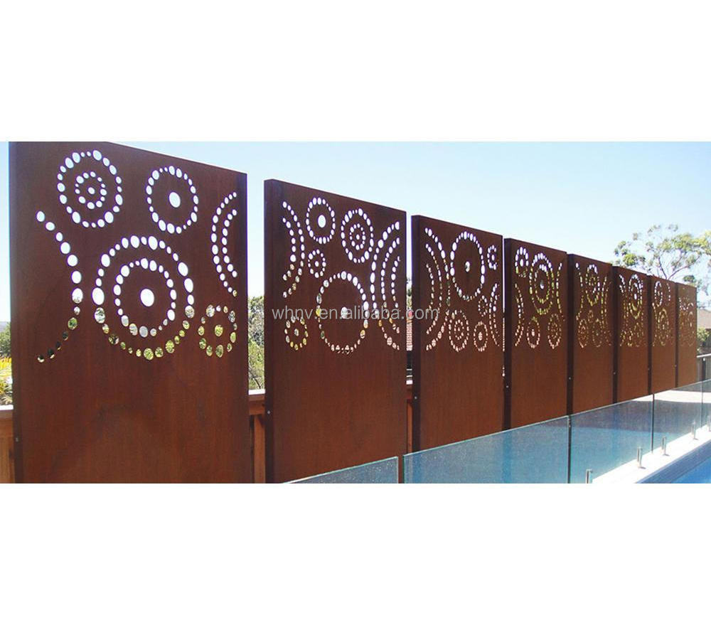 Decorative Laser Cut Metal Fence Panel Privacy Steel Fence Panel Perforated Iron Fence Panel & Screen Designs