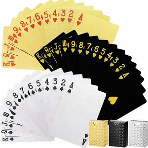 High Quality Custom Playing Cards Printing Poker Pvc Waterproof Plastic Gold Black Mini Foil Playing Cards with PVC Box In Bulk