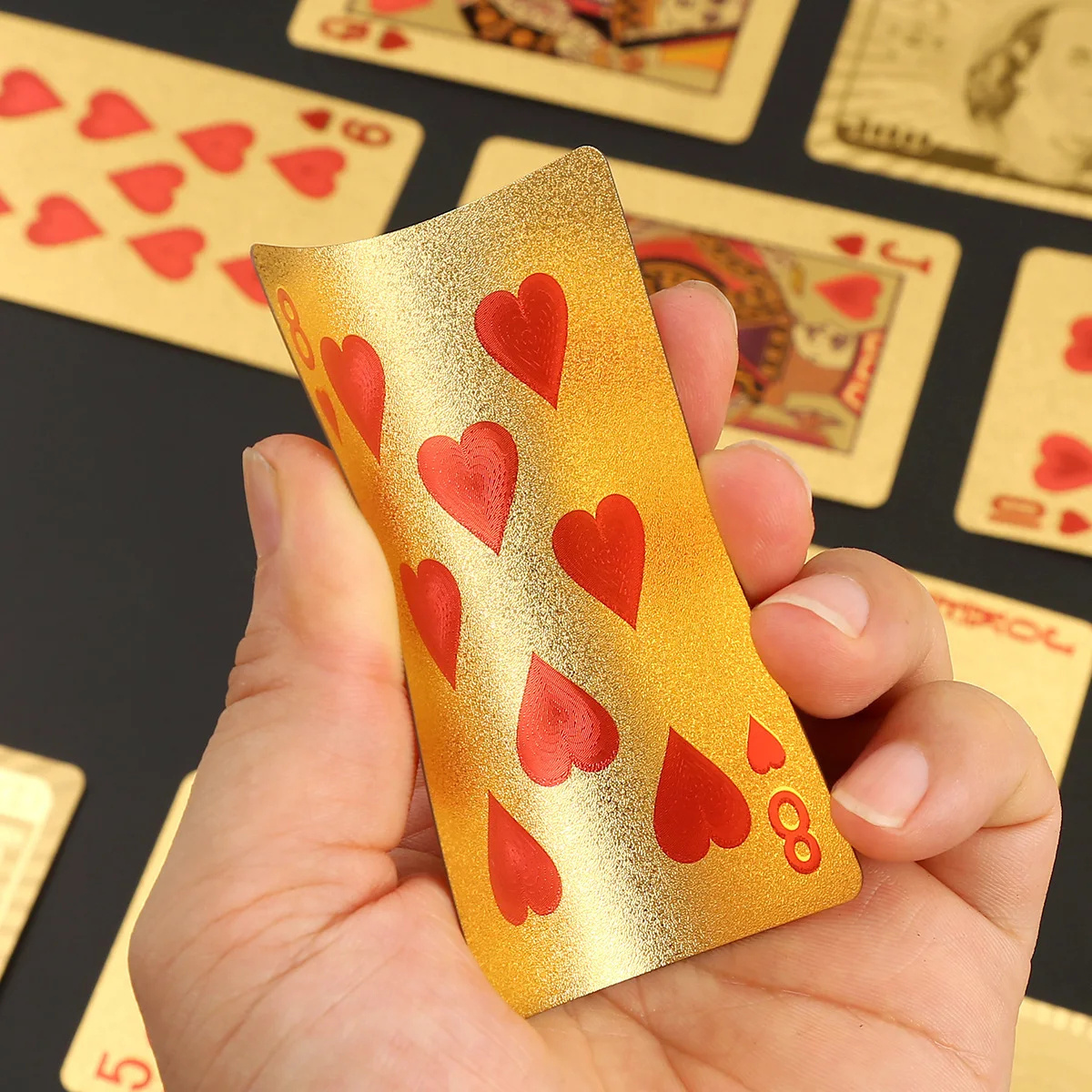 Custom Gold Foil Poker Entertainment Travel Board Game Card Waterproof Durable PVC Plastic Playing Card