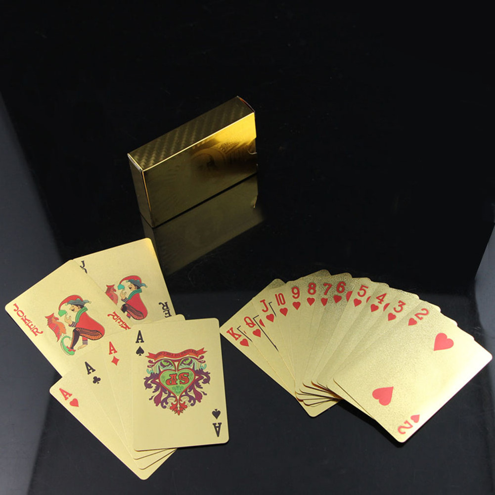 Board Game Deck of Playing Cards Custom Printing High Quality Waterproof PVC Luxurious 100 Dollar Bill Gold Foil Playing Cards