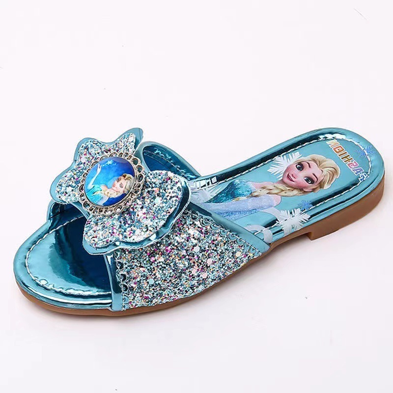 Children's slippers summer new simple Aisha princess Korean version girls rhinestone flat shoes