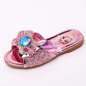 Children's slippers summer new simple Aisha princess Korean version girls rhinestone flat shoes