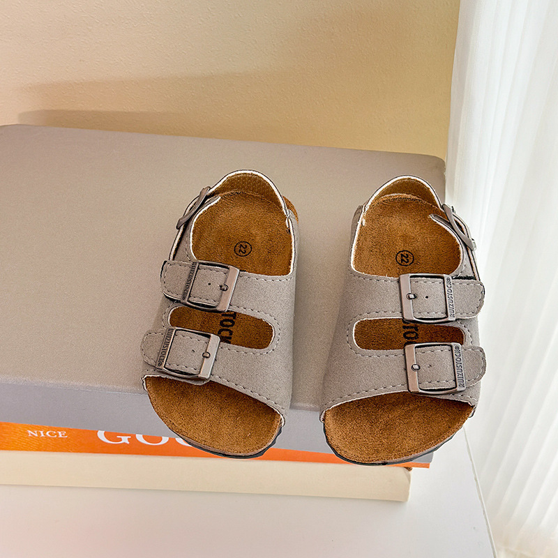 Children's cork sandals, summer girls, Haken shoes, boys, casual open toed beach shoes, baby sandals