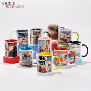 2 tone sublimation mug 15oz 12oz coffee ceramic mug black sublimation blank white ceramic coffee mugs with spoon