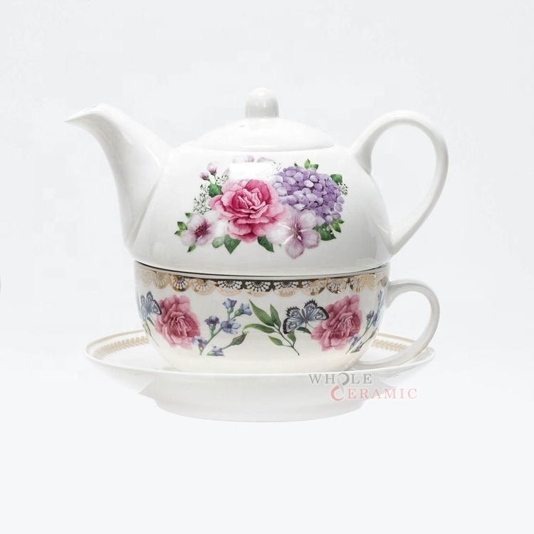 wholesale Popular Ceramic Tea Pot And Cup One Person Set For Afternoon Tea Or entertaining guests