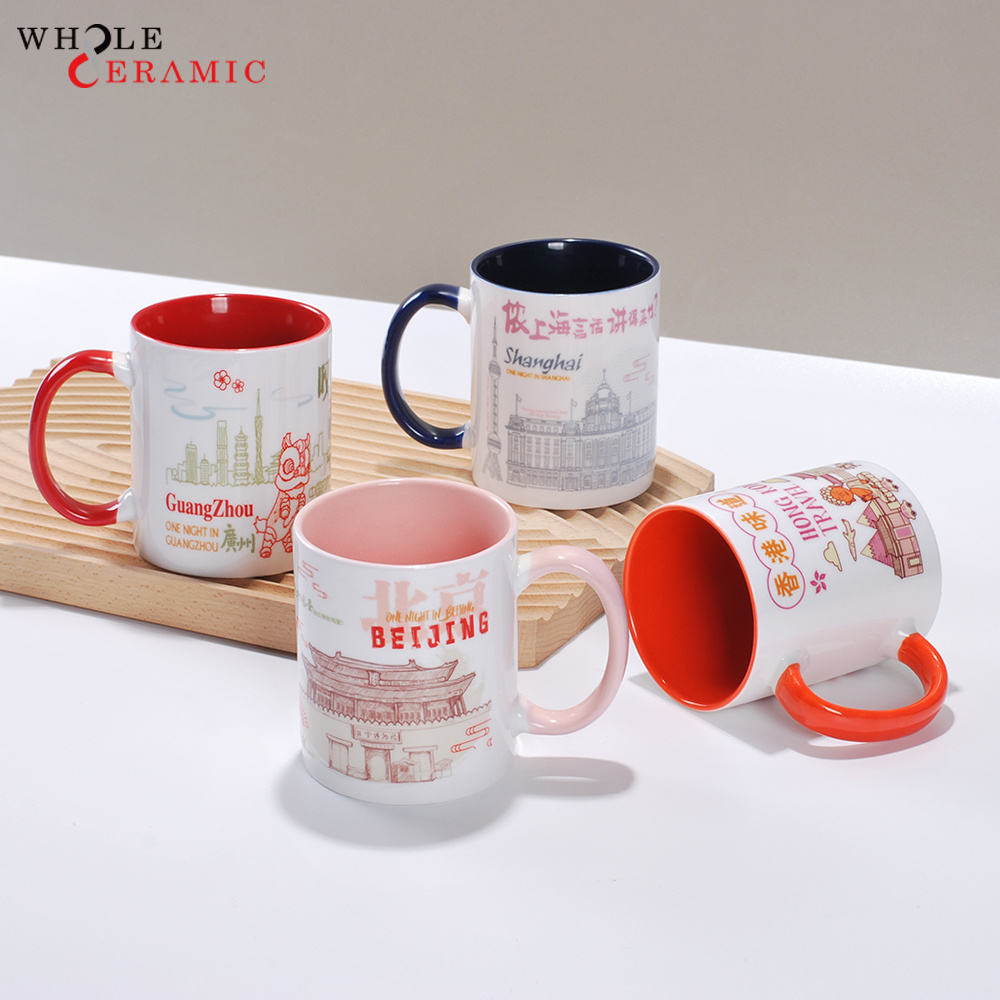 2 tone sublimation mug 15oz 12oz coffee ceramic mug black sublimation blank white ceramic coffee mugs with spoon