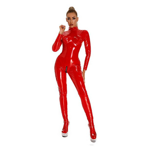 MOGlovers Fun Corset Tight Mirror PVC One-Piece PU Patent Leather Latex Full Package Zipper Pants Bright Clothes