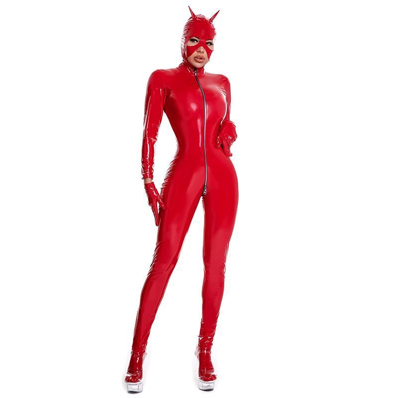 MOGlovers Nightclub Zipper Long Sleeve Bodycon Jumpsuit Leather Plus Size suits Women Spandex Mulher Bodysuits