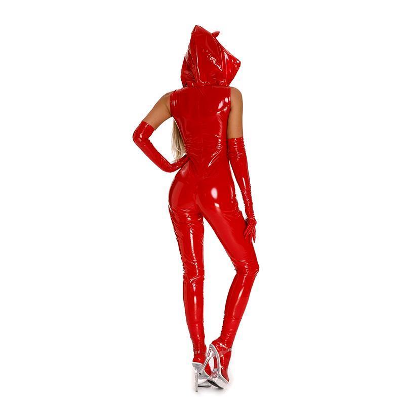 MOGlovers Sexy Tight Mirror PVC PU Patent Leather Zipper Bodysuit Pants Bright Suit Devil Jumpsuit