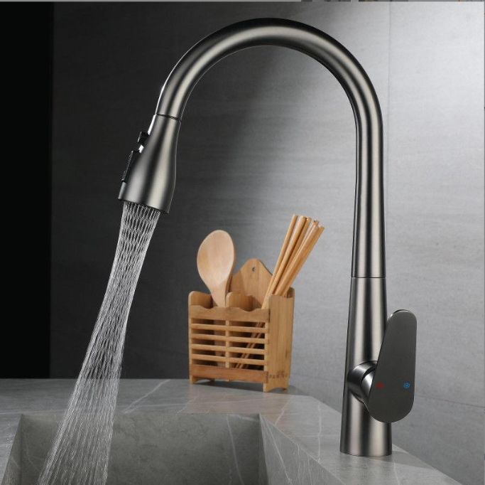 Net red small waist three function pull type water dragon kitchen sink faucet