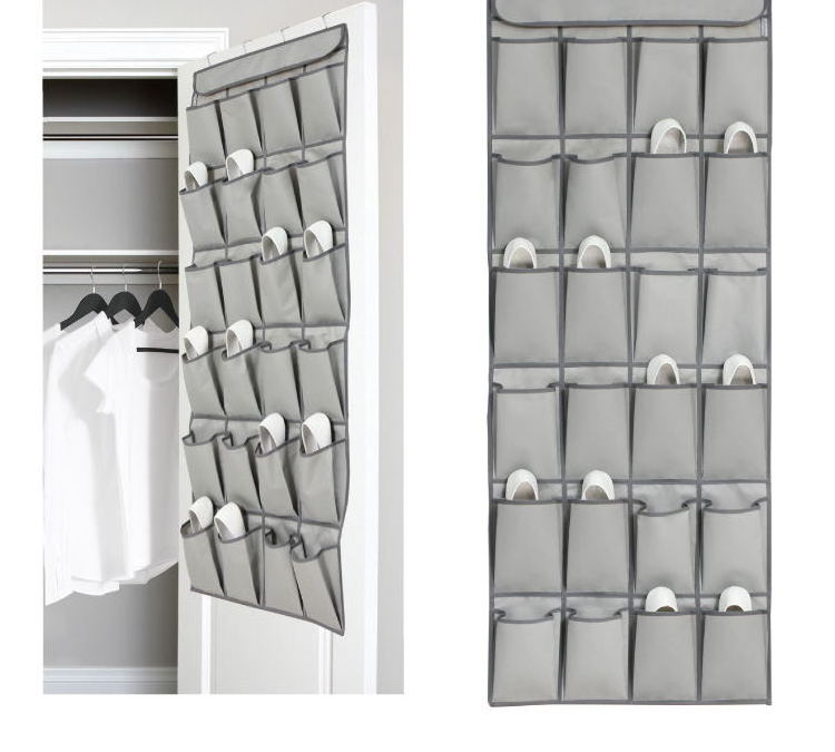 Simple Houseware 24 Section Hanging Shoe Organizer Door Back Storage Pockets, Wall Closet Hanging Storage Bag Organizer