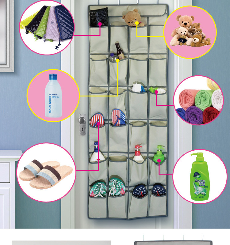 Simple Houseware 24 Section Hanging Shoe Organizer Door Back Storage Pockets, Wall Closet Hanging Storage Bag Organizer