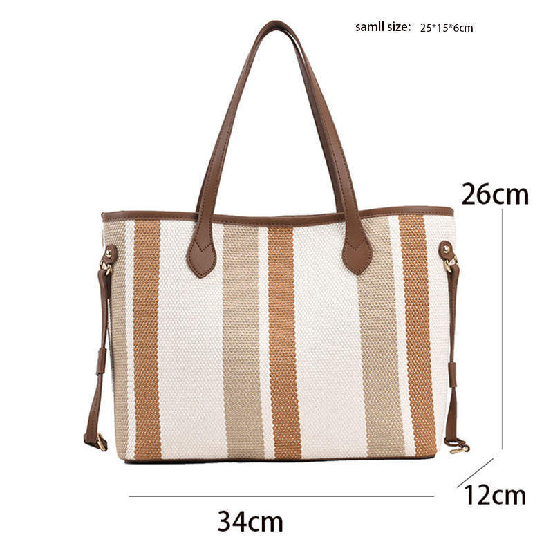 Fashion tote hand bag Larger capacity canvas tote bag with zipper outdoor shoulder bag leather handle for women girl