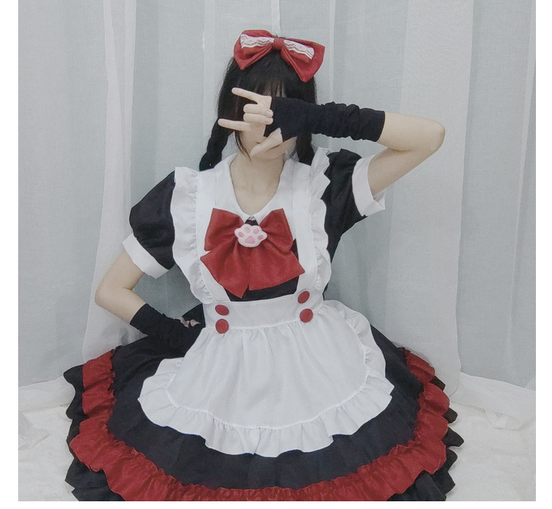 ecowalson  Cute Lolita Maid Costumes French Maid Dress Girls Woman Amine Cosplay Costume Waitress Maid Party Stage Costumes