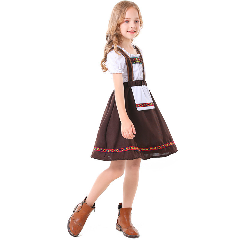 Maid Cosplay Costume for Girls German Dirndl Dress Bavarian Oktoberfest Beer Girl Costume Cosplay Child Kids Halloween Dress